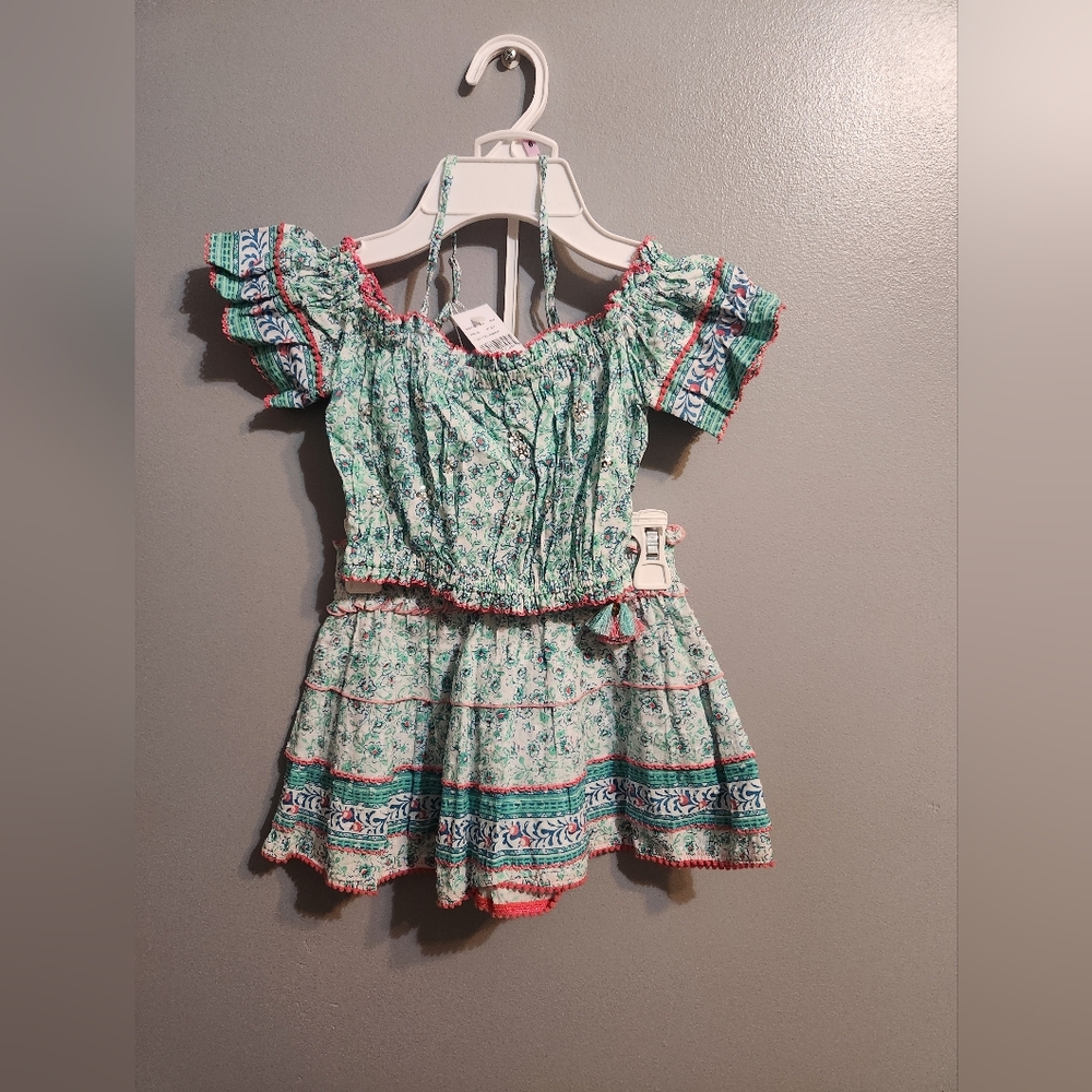 Poupette St. Barth Girls' Donna Off the Shoulder Top & Skirt